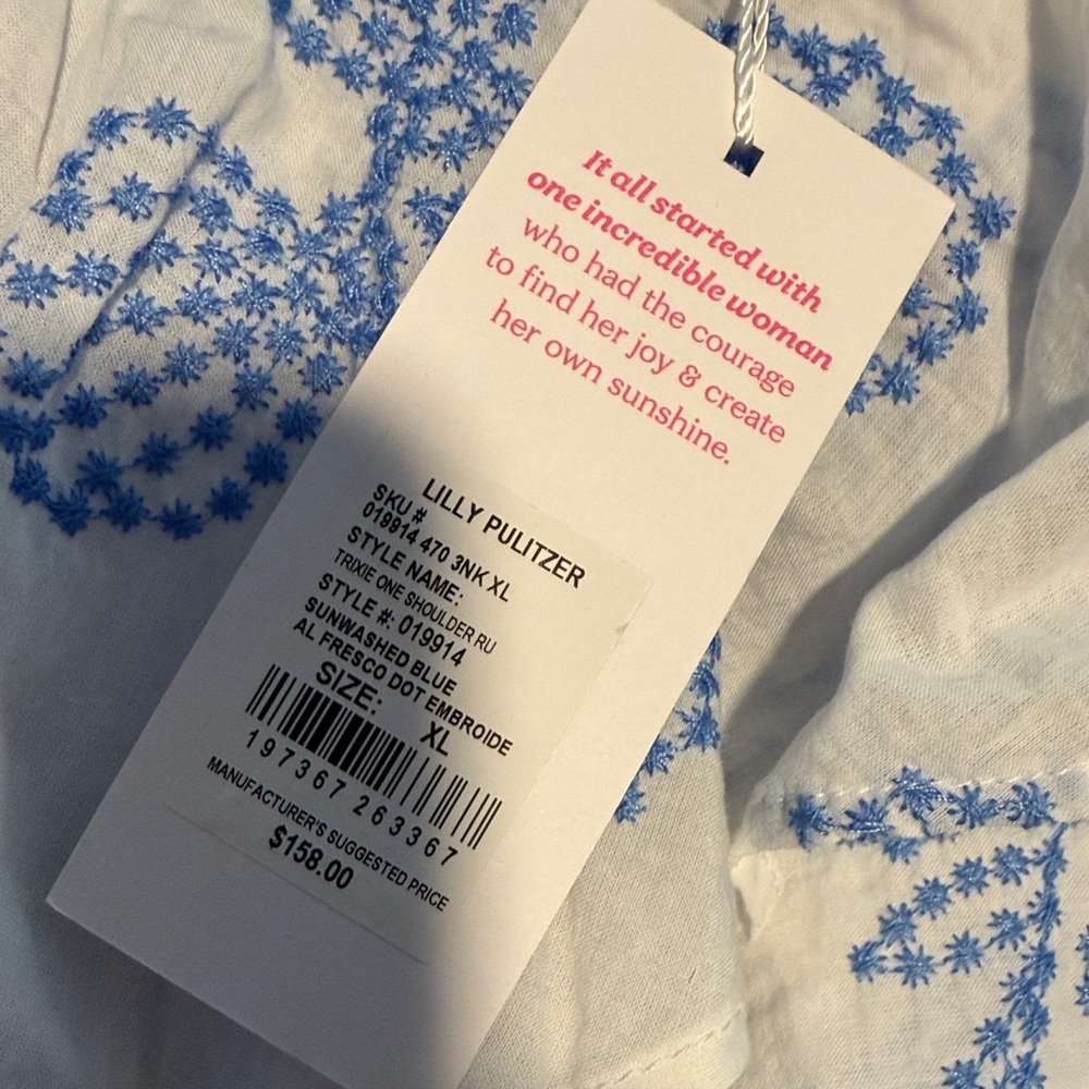 Lilly Pulitzer Blue and White Embroidered Top - Picture 2 of 4